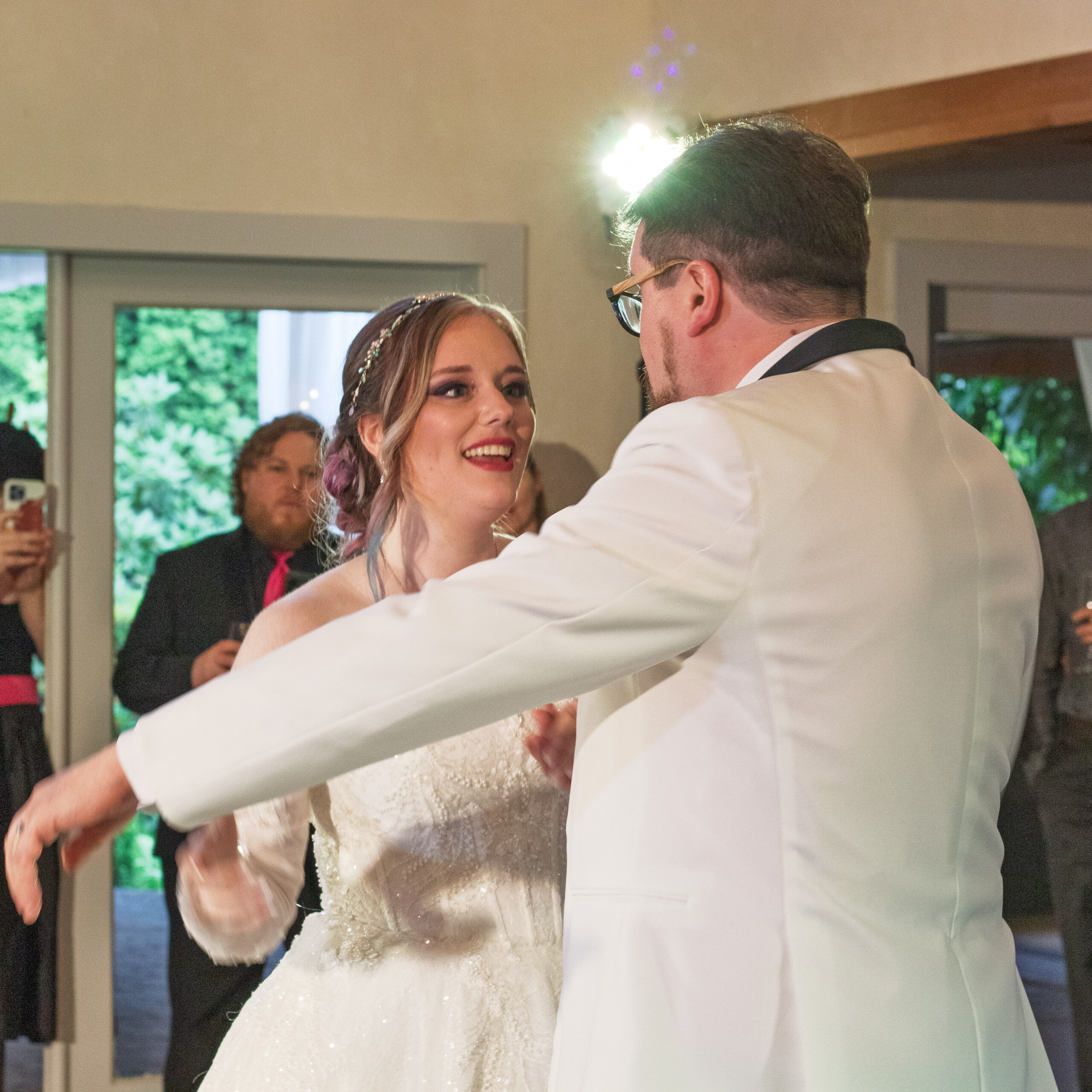 The bride and groom having their first dance.