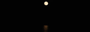 A picture of the full moon low over the Chesapeake Bay